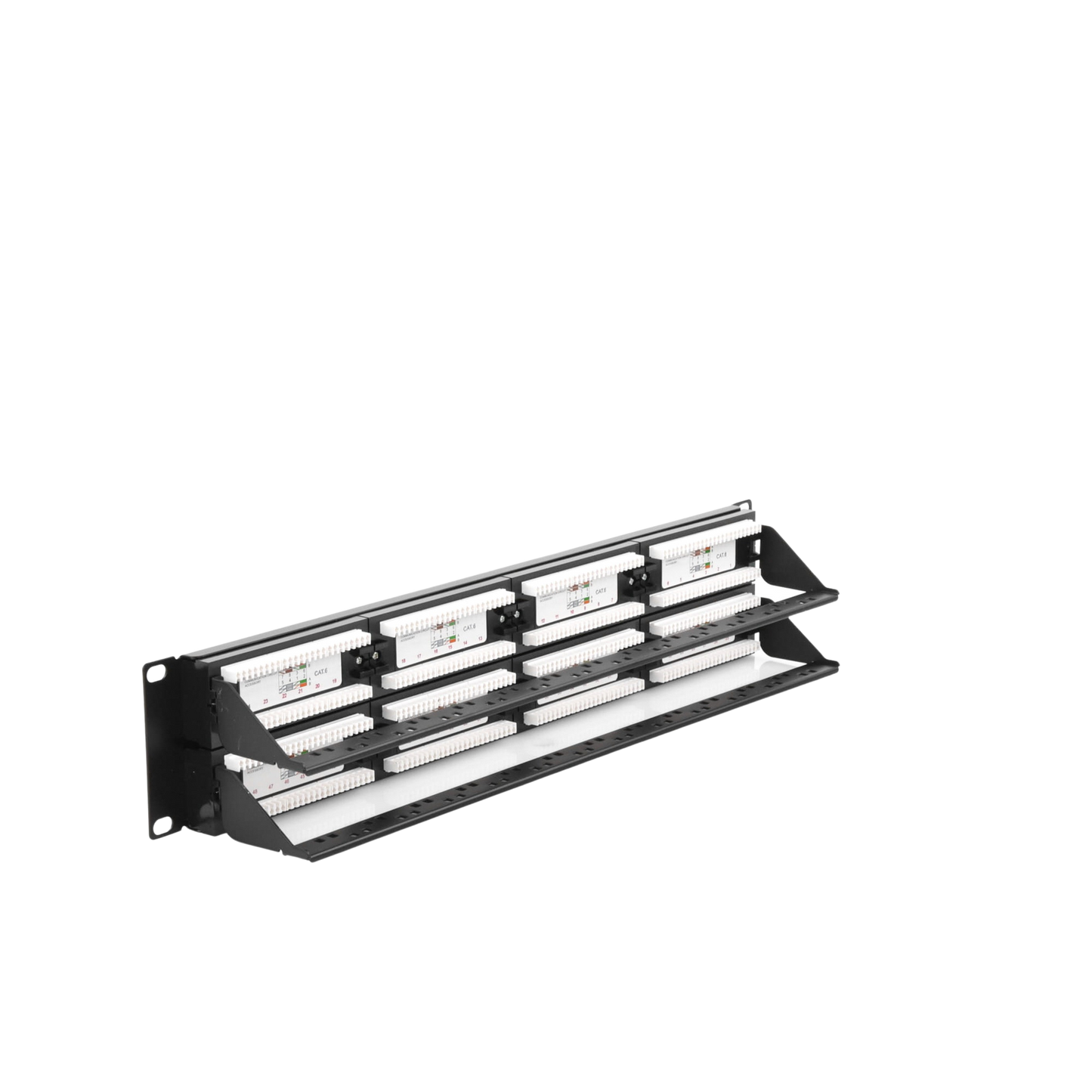 Panel de parcheo Patch panel de impacto (110) UTP de 48 puertos Cat6 19in 2U con barra para organizar cable Linkedpro LP-PP-608