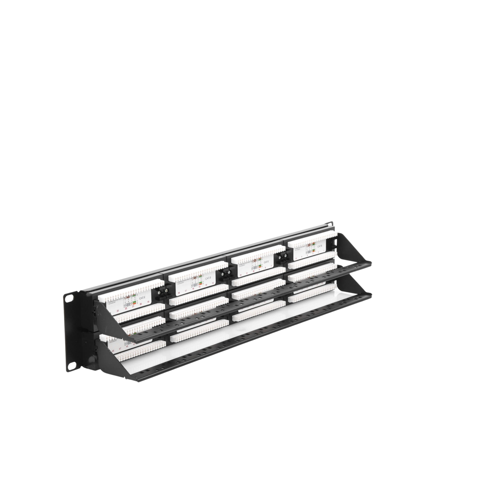 Panel de parcheo Patch panel de impacto (110) UTP de 48 puertos Cat6 19in 2U con barra para organizar cable Linkedpro LP-PP-608