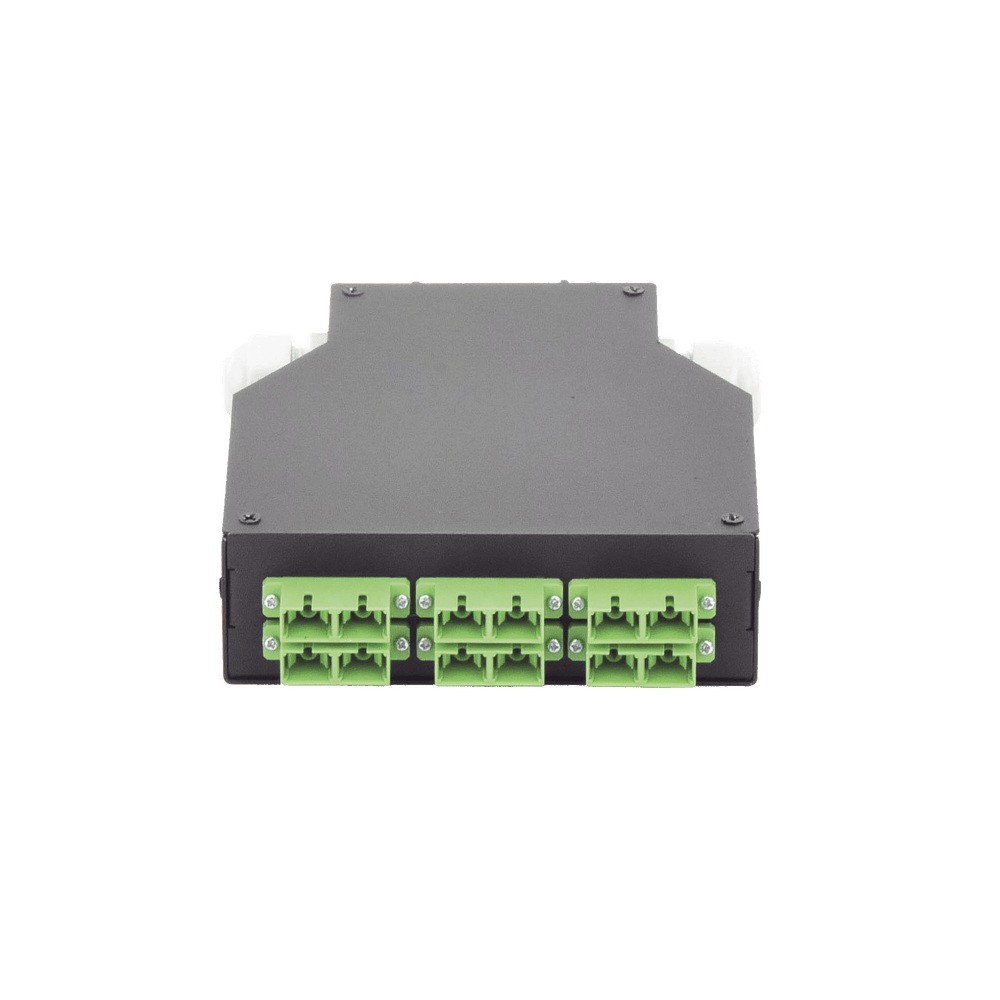 Distribuidor de Fibra Óptica para Riel Din, 6 Acopladores SC/APC Duplex Monomodo con Charola de Empalme - SILYMX