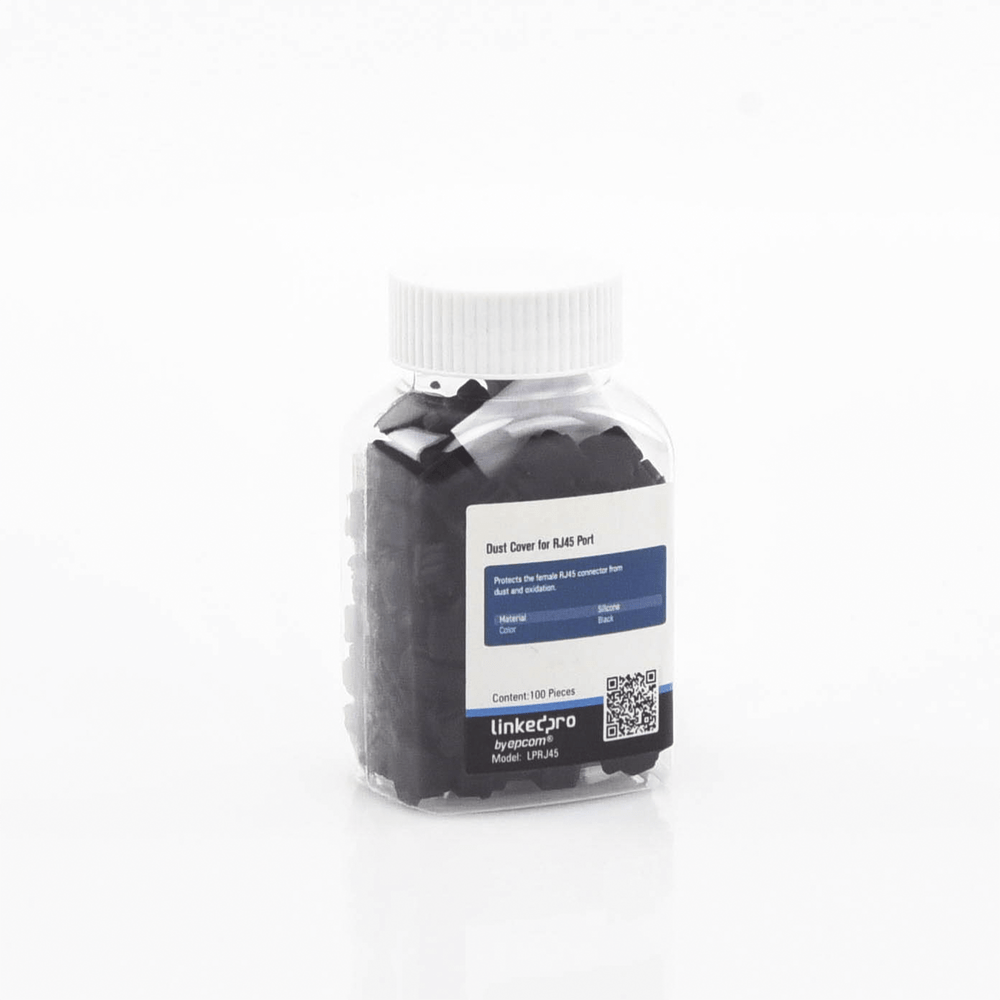 Bote con 100 protectores anti-polvo para puerto RJ45 color negro - SILYMX