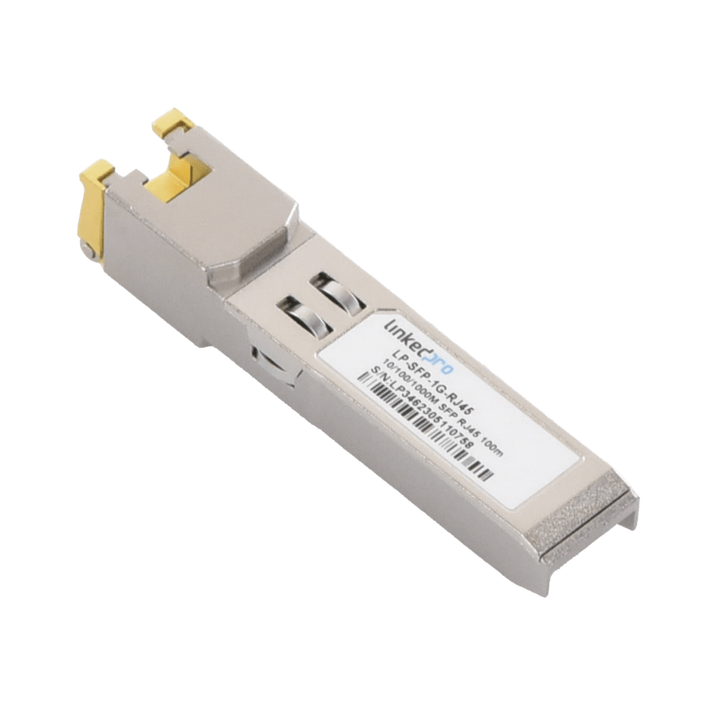 Transceptor Óptico SFP a RJ45 Auto negociación 10/100/1000 Mbps Conector RJ45 1000BASE-T Distancia de hasta 100 m LP-SFP-1G-RJ45 - SILYMX
