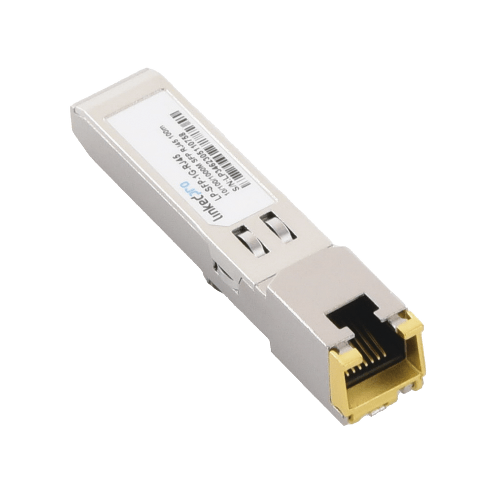 Transceptor Óptico SFP a RJ45 Auto negociación 10/100/1000 Mbps Conector RJ45 1000BASE-T Distancia de hasta 100 m LP-SFP-1G-RJ45 - SILYMX