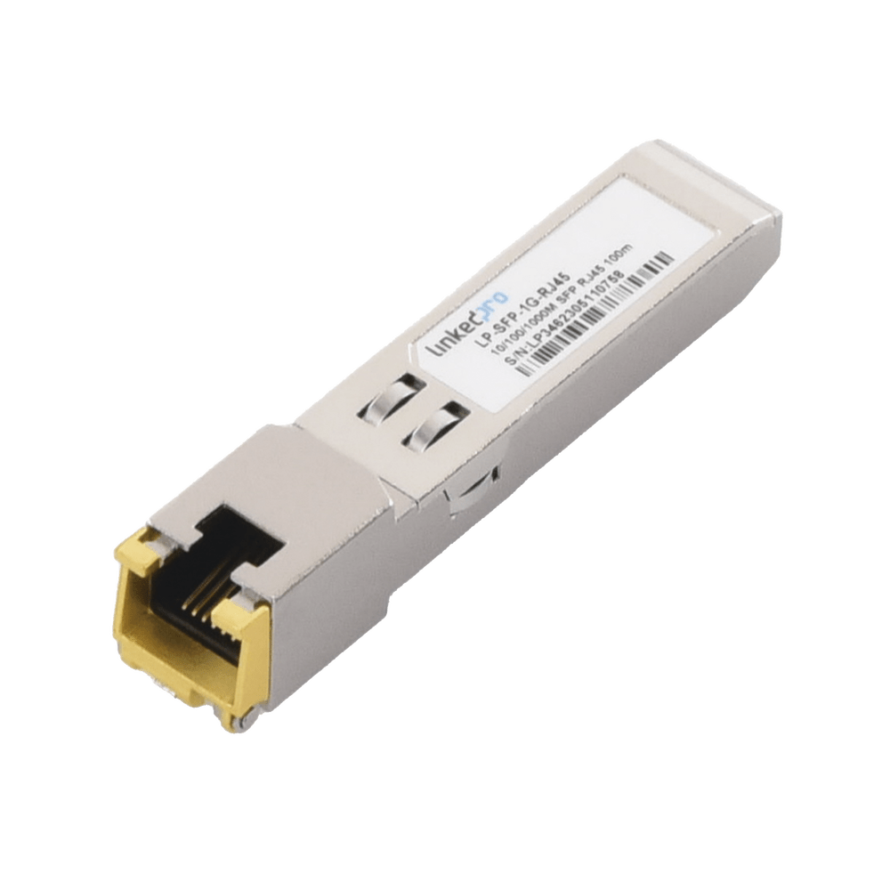 Transceptor Óptico SFP a RJ45 Auto negociación 10/100/1000 Mbps Conector RJ45 1000BASE-T Distancia de hasta 100 m LP-SFP-1G-RJ45 - SILYMX