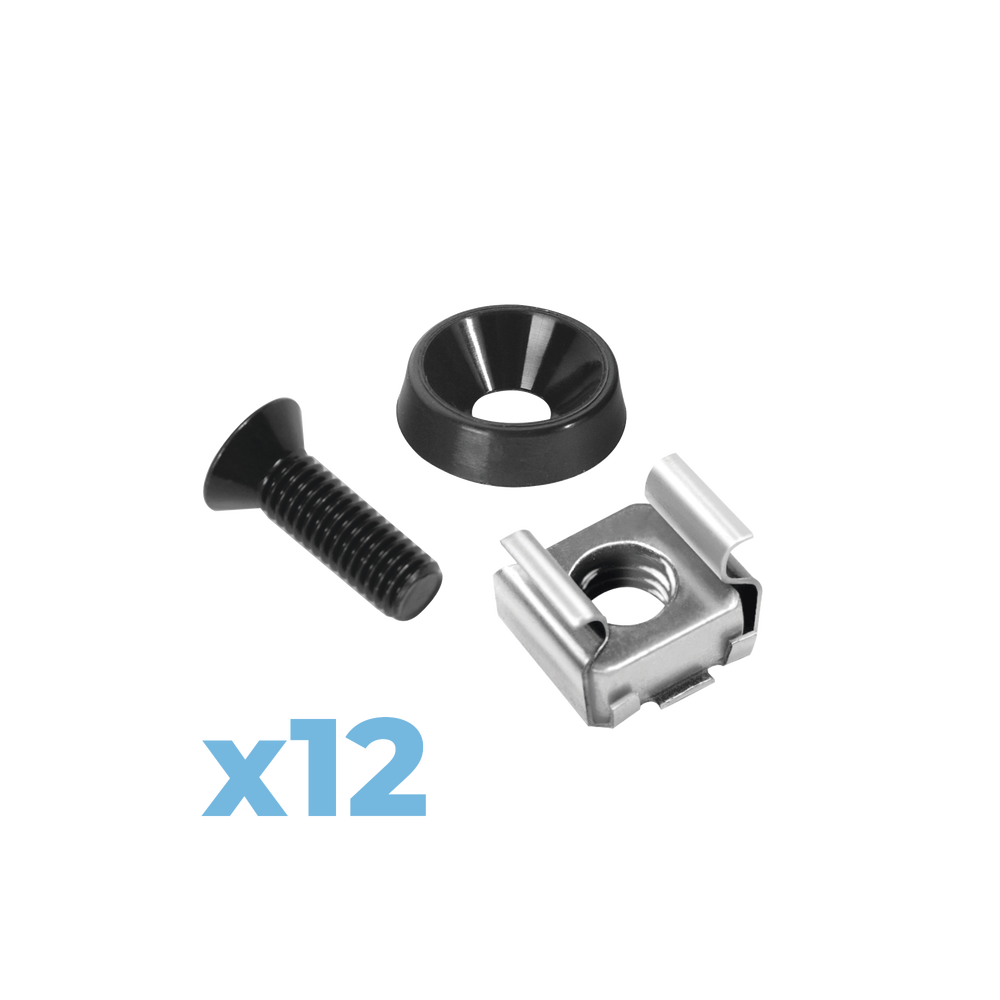 Juego de 12 Tornillos con 12 Arandelas y 12 Tuercas Enjauladas para Rack Linkedpro - SILYMX