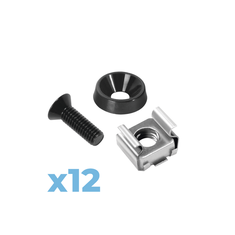 Juego de 12 Tornillos con 12 Arandelas y 12 Tuercas Enjauladas para Rack Linkedpro - SILYMX