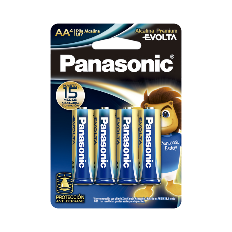 Batería Alcalina AA 1.5V EVOLTA No recargable Paquete 4 baterias PANASONIC LR6EGL/4B - SILYMX