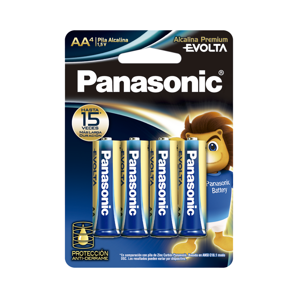 Batería Alcalina AA 1.5V EVOLTA No recargable Paquete 4 baterias PANASONIC LR6EGL/4B - SILYMX