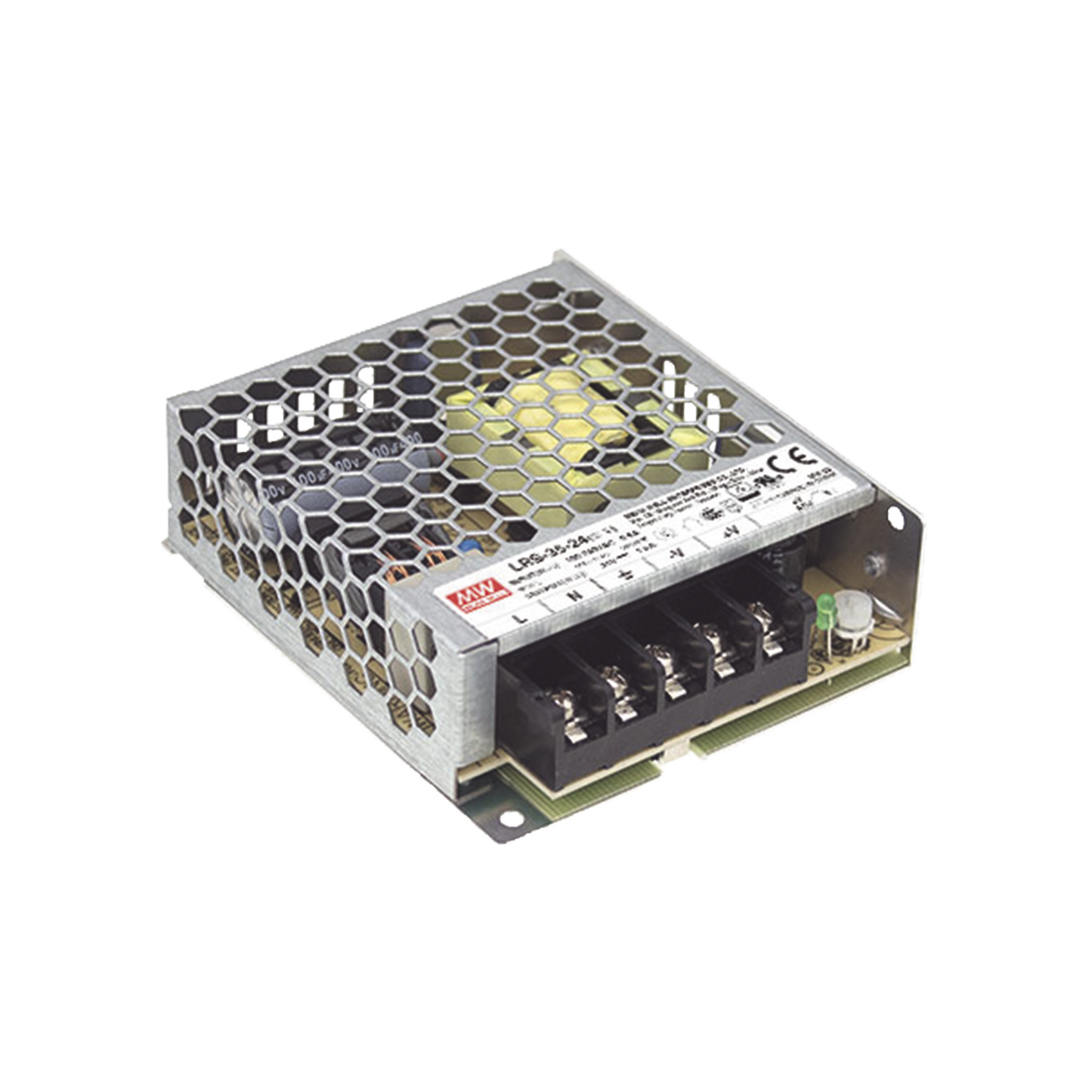 Fuente de Poder Industrial Conmutada 35W de Potencia, 24Vcc, 1.5A MEANWELL LRS3524 - SILYMX
