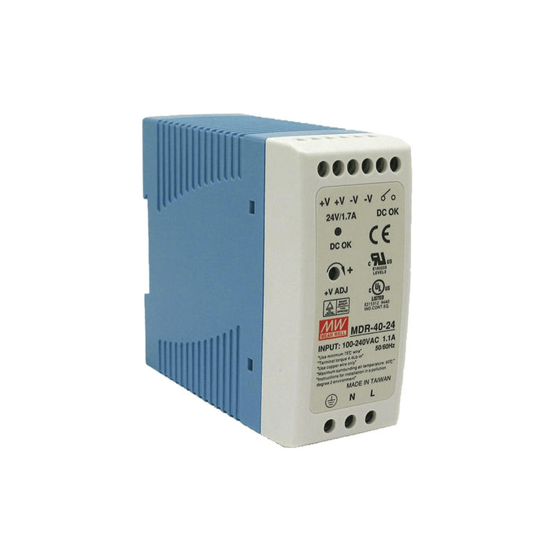 Fuente de poder Industrial MEANWELL Riel Din 24Vcc 40W MDR-40-24 - SILYMX