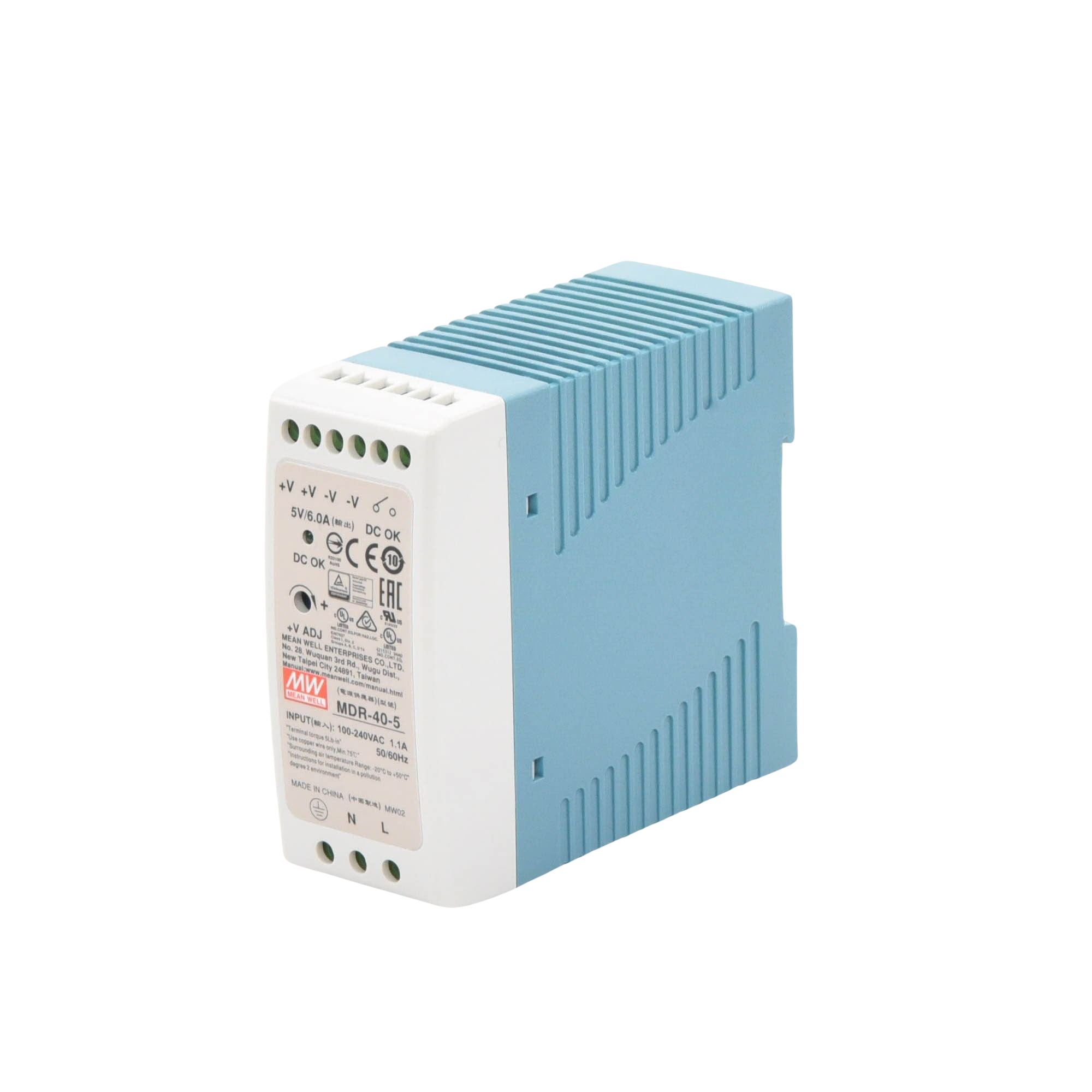 Fuente de poder MEANWELL Industrial Riel Din 5Vcd 40W MDR-40-5 - SILYMX