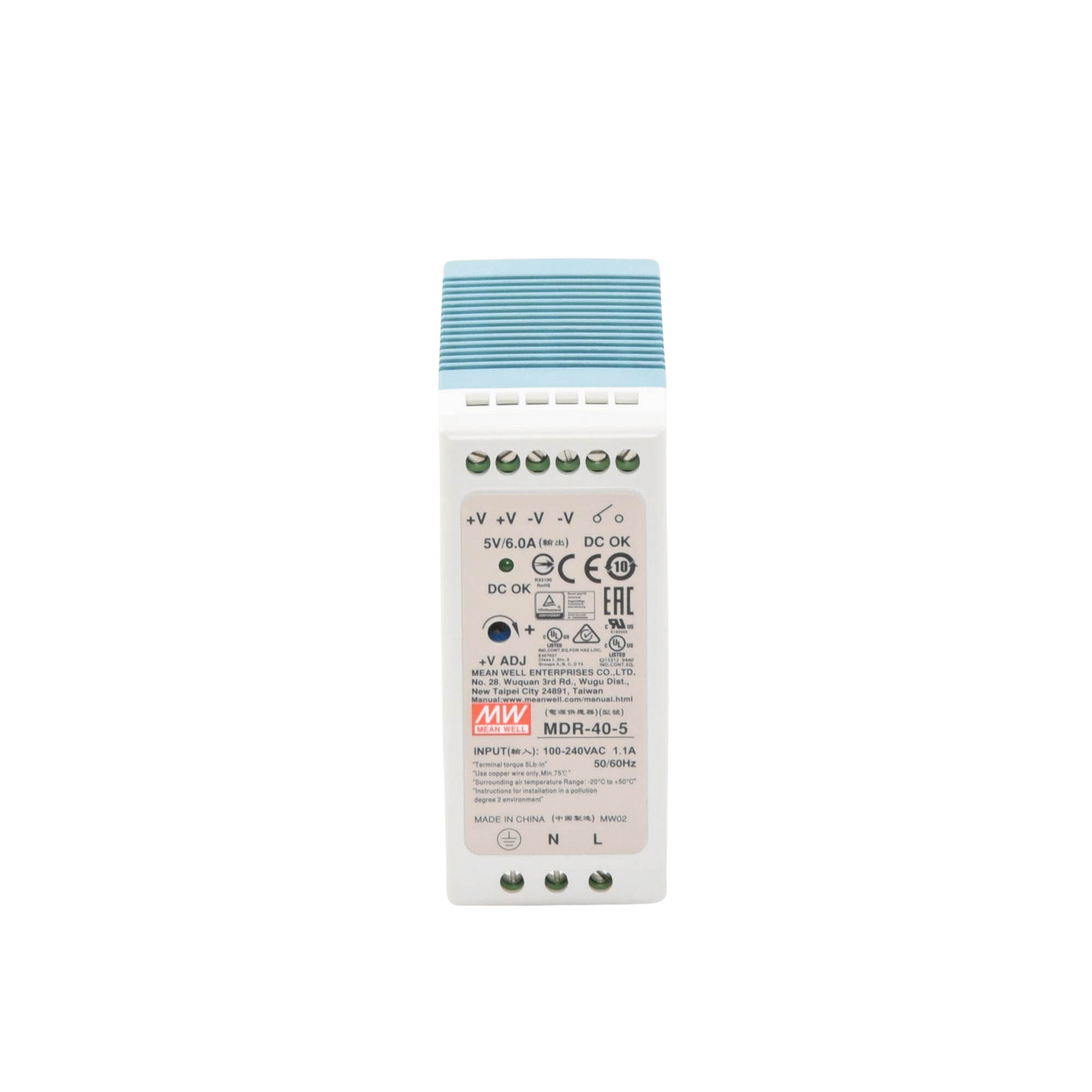 Fuente de poder MEANWELL Industrial Riel Din 5Vcd 40W MDR-40-5 - SILYMX