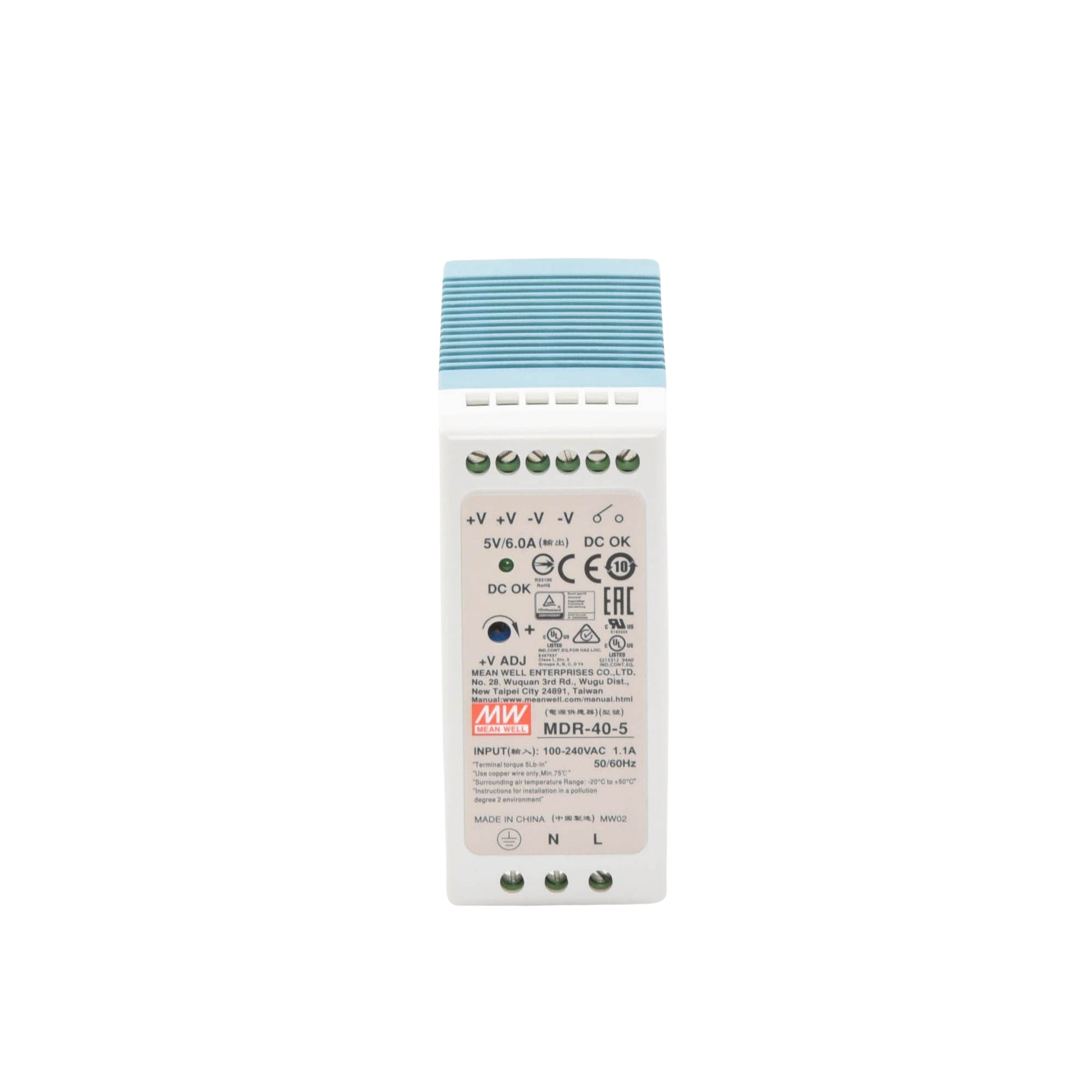 Fuente de poder MEANWELL Industrial Riel Din 5Vcd 40W MDR-40-5 - SILYMX