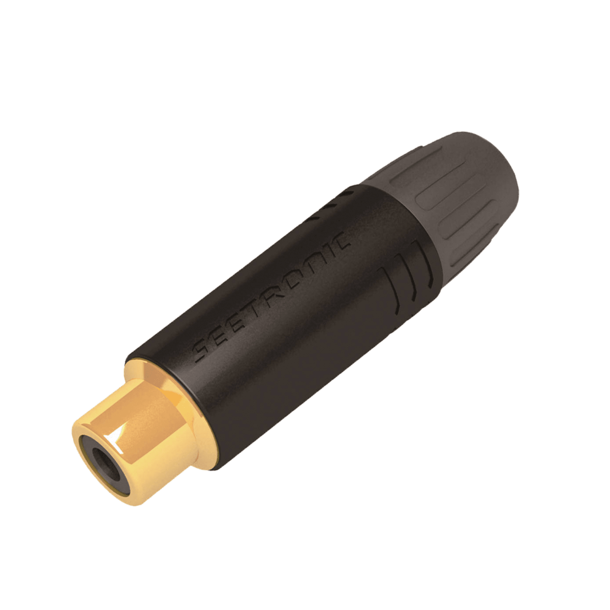 Equipos de AudioSEETRONICMT390Conector Hembra RCA Enchapado Oro Carcasa Negra Cable OD 3.5 - 6.5mm SEETRONIC MT390 - SILYMX