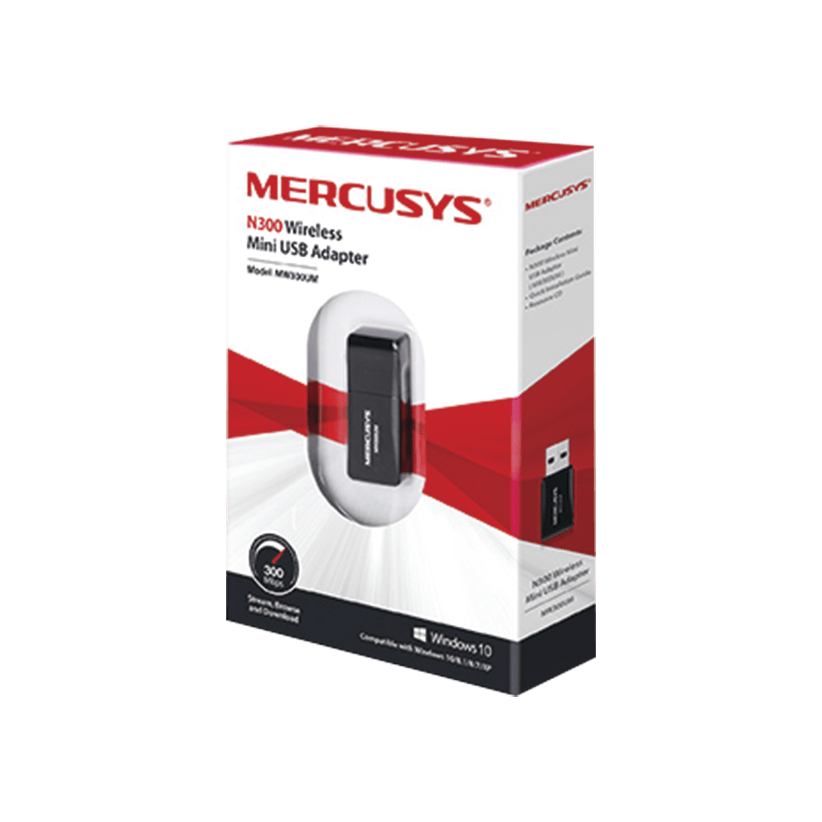 Adaptadores WiFiMERCUSYSMW300UMAdaptador USB WiFi N300 2.4GHz Mini Plug and Play Windows – Mercusys MW300UM - SILYMX