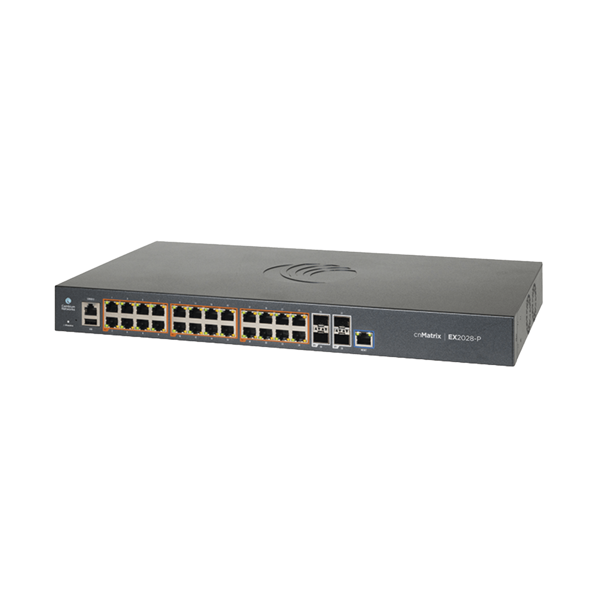 Switches PoECAMBIUM NETWORKSMX-EX2028PXB-USwitch Administrable Capa 3 28 Puertos Gigabit PoE+ 740W 4 SFP+ Cambium Networks MX - EX2028PXB - U - SILYMX