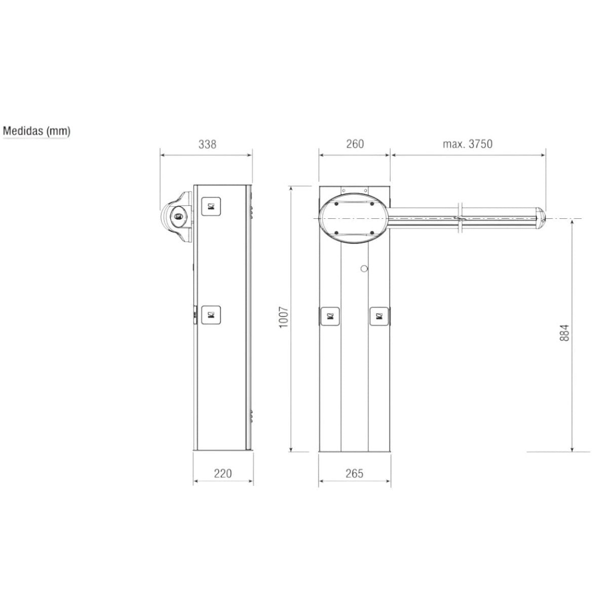 Kit De Barrera Vehicular Came G3750 Mástil De 4 Metros KT-G3750W - SILYMX