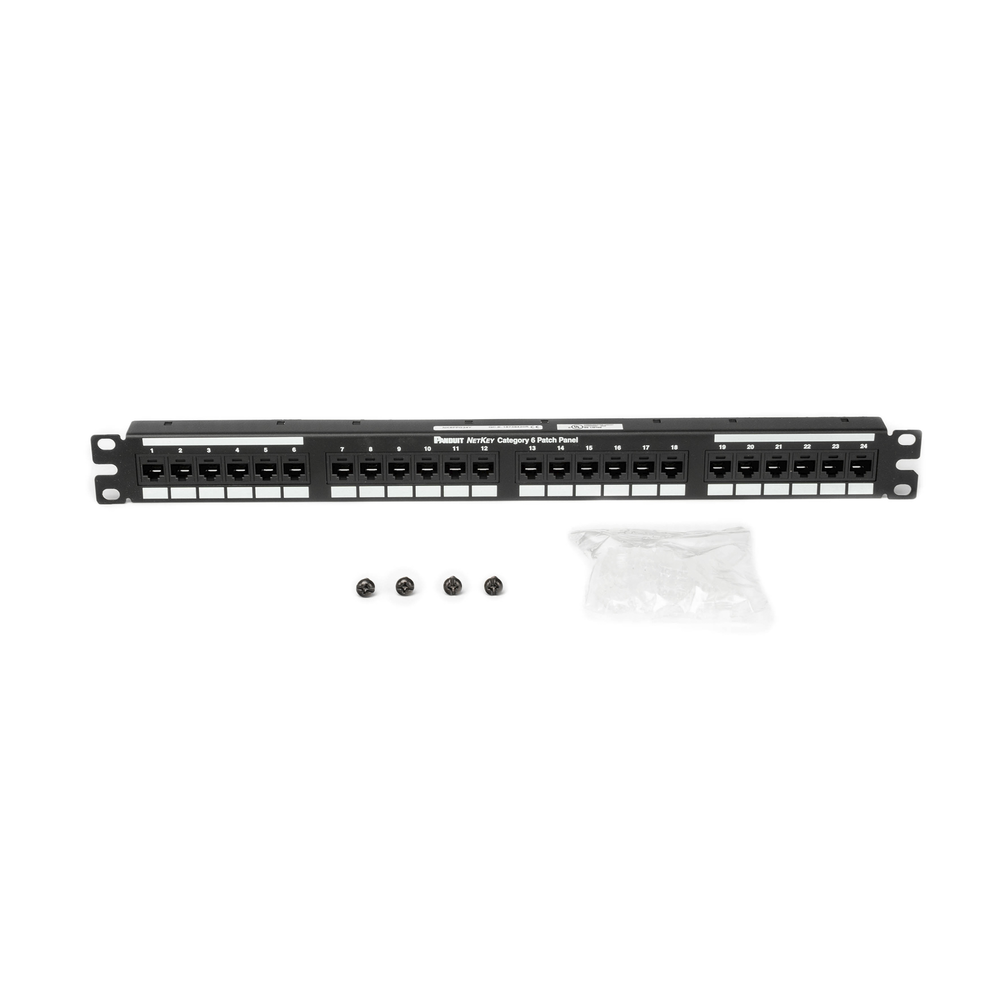 Patch Panel Panduit Categoria 6 de 24 puertos de impacto 110 Plano 1Ur NK6PPG24Y - SILYMX