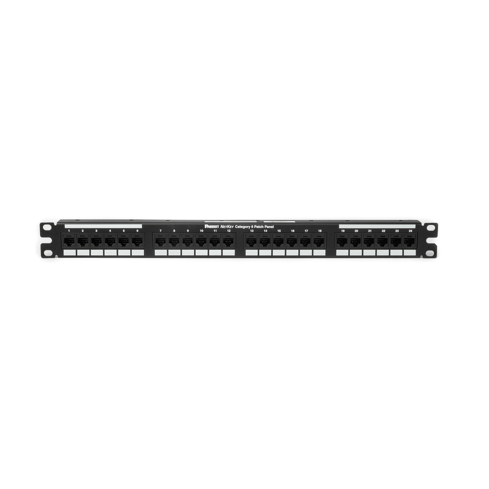 Patch Panel Panduit Categoria 6 de 24 puertos de impacto 110 Plano 1Ur NK6PPG24Y - SILYMX