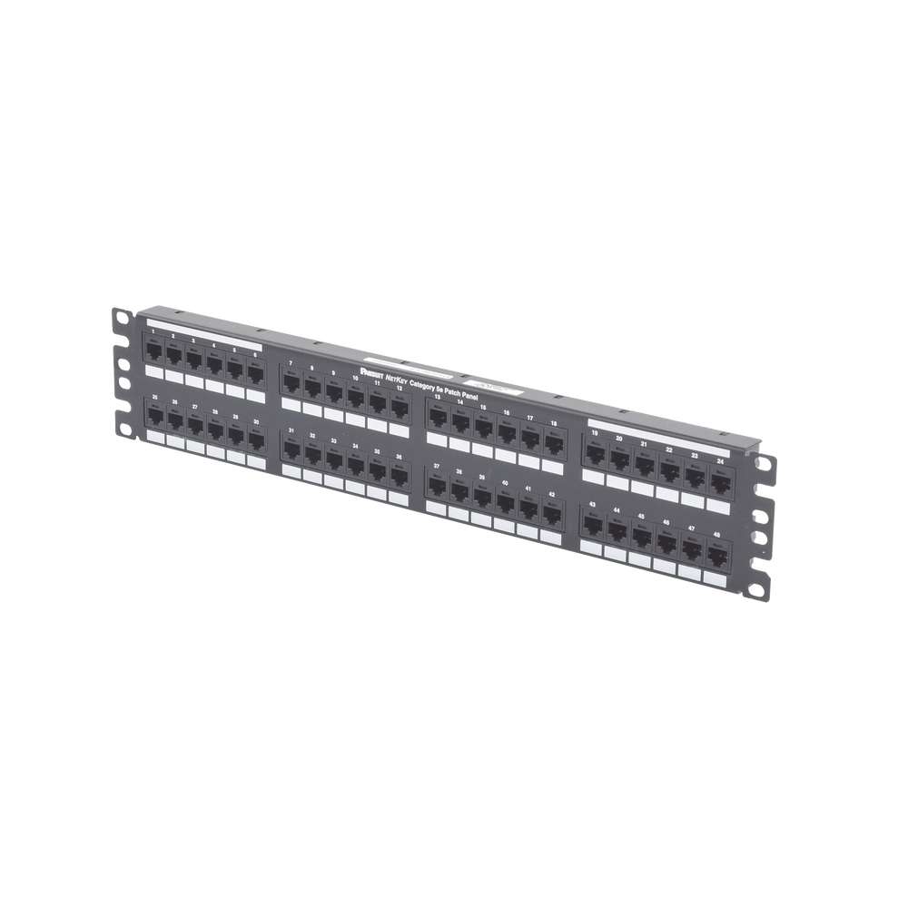 Panel de Parcheo Patch Panel Panduit de Impacto 110 Plano Categoría 6 Cat6 de 48 Puertos 2UR Totalmente cargado NK6PPG48Y - SILYMX