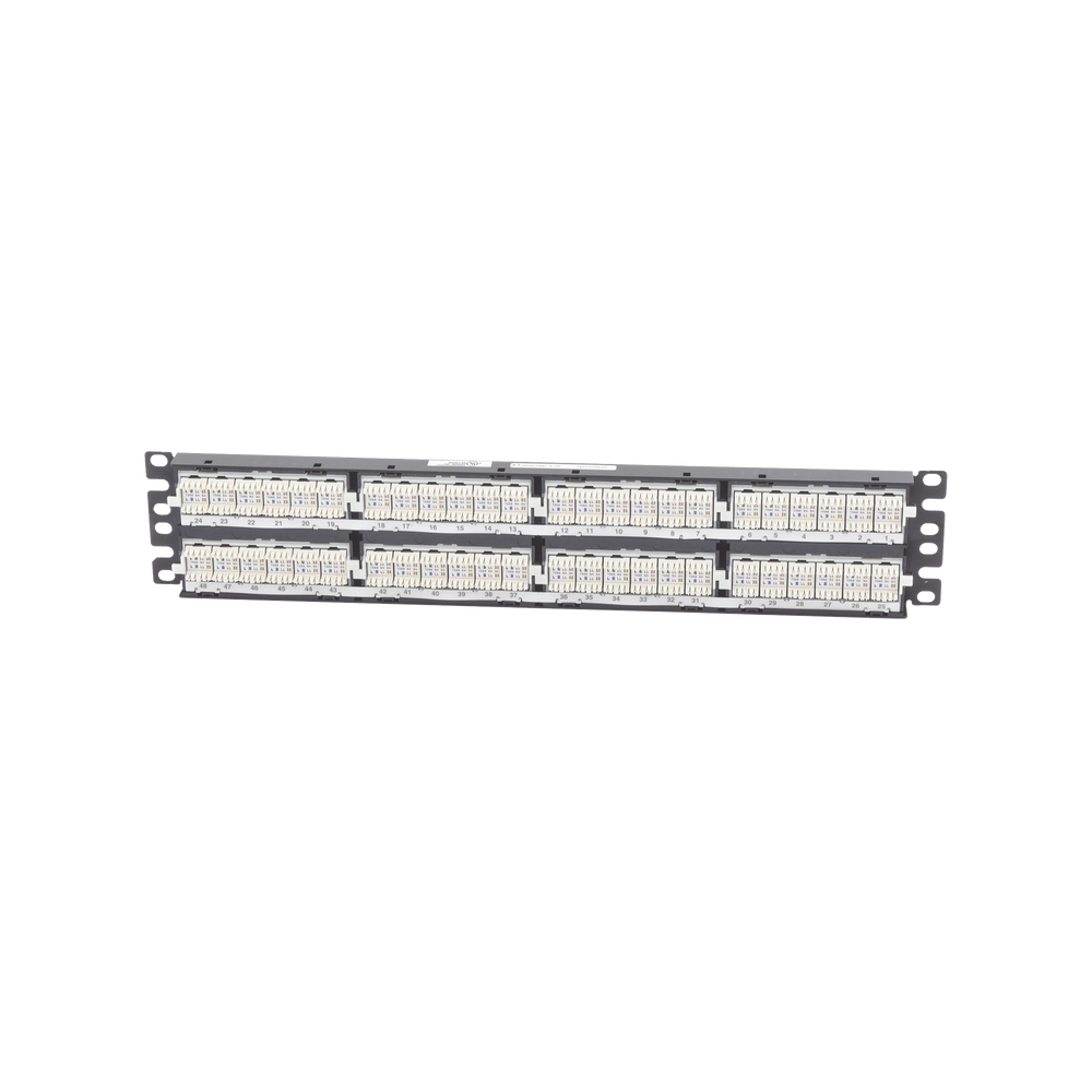 Panel de Parcheo Patch Panel Panduit de Impacto 110 Plano Categoría 6 Cat6 de 48 Puertos 2UR Totalmente cargado NK6PPG48Y - SILYMX