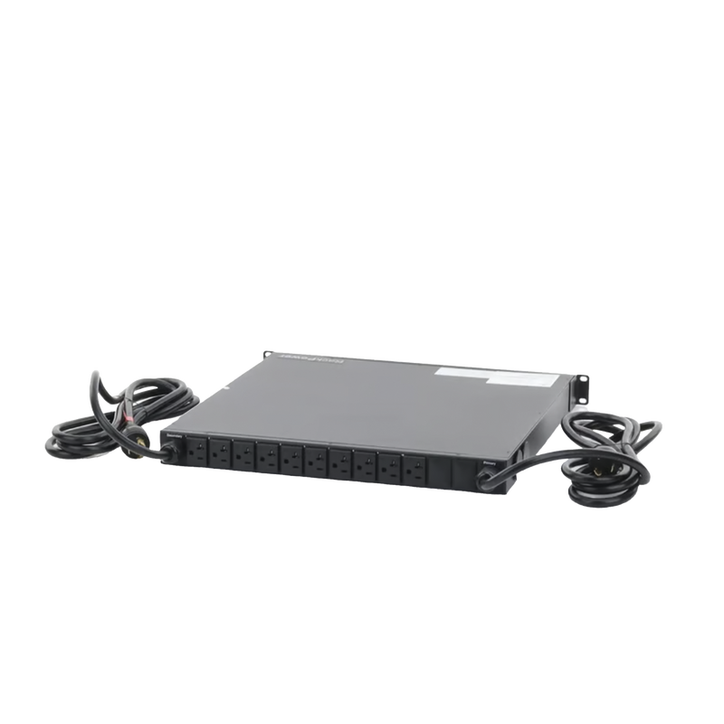 PDU Monitoreable de Transferencia Automática ATS (Fuente Redundante), Con 10 Salidas 5-15R,   Enchufes de Entrada L5-20P, Instalación Horizontal de 19in, 1UR, 20 Amp, 120 Vca HOFFMAN NPATS11002 - SILYMX