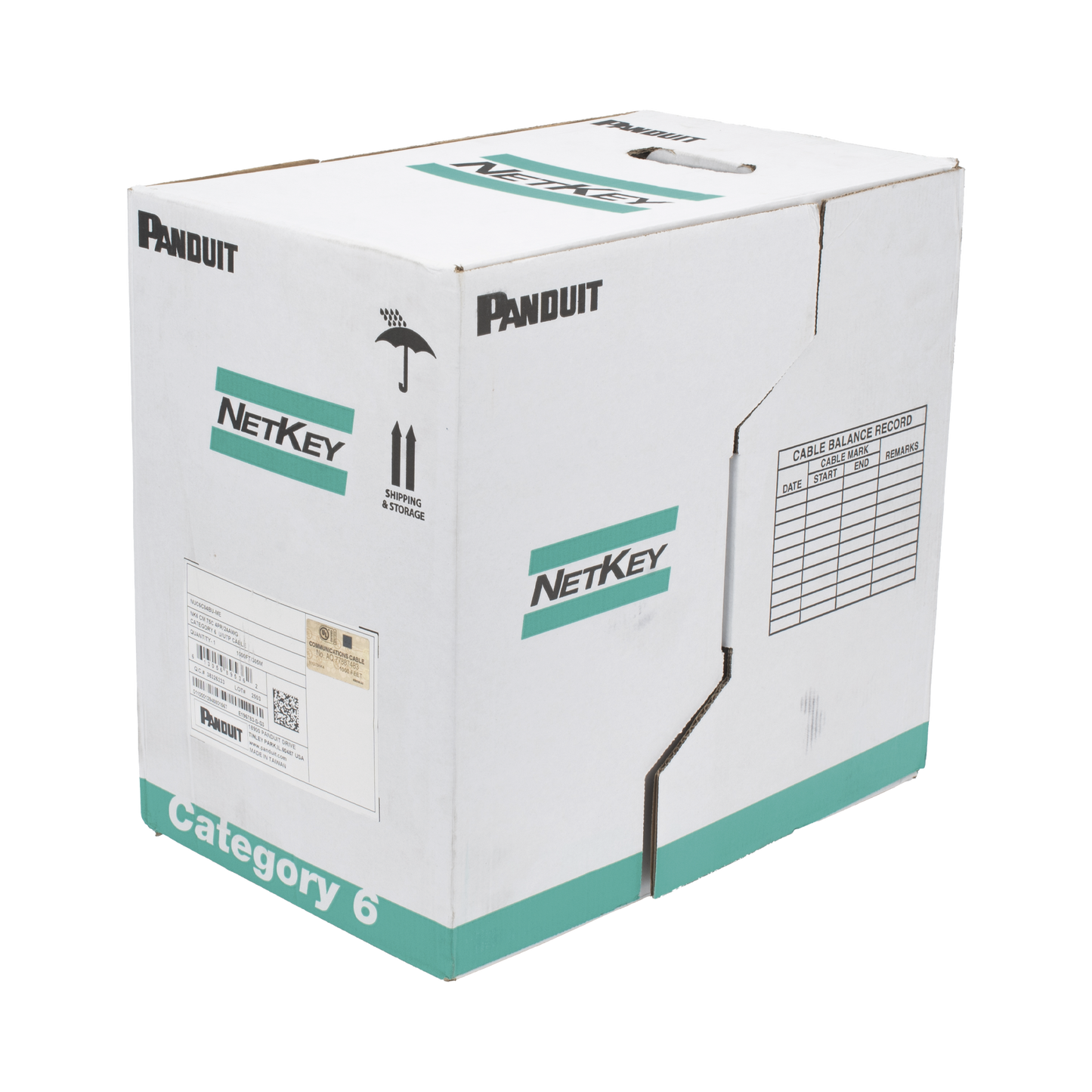 Bobina de Cable UTP Cat 6 Panduit NetKey Reelex 305 m | Cobre 24 AWG | Azul | 1000 Mbps