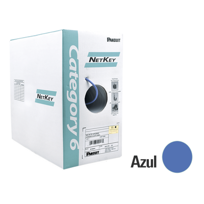 Bobina Cable UTP Cat 6 305m Cobre Azul 24AWG 1000Mbps CMR Riser 4 Pares Gigabit Ethernet - PANDUIT NetKey NUR6C04BU-C - SILYMX