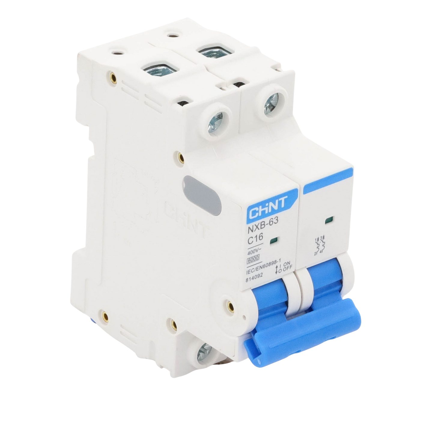 Pastilla Termomagnética CHINT NXB632PC16 | Interruptor Automático 2 Polos 16A | Riel DIN | 6kA | 110-415VCA