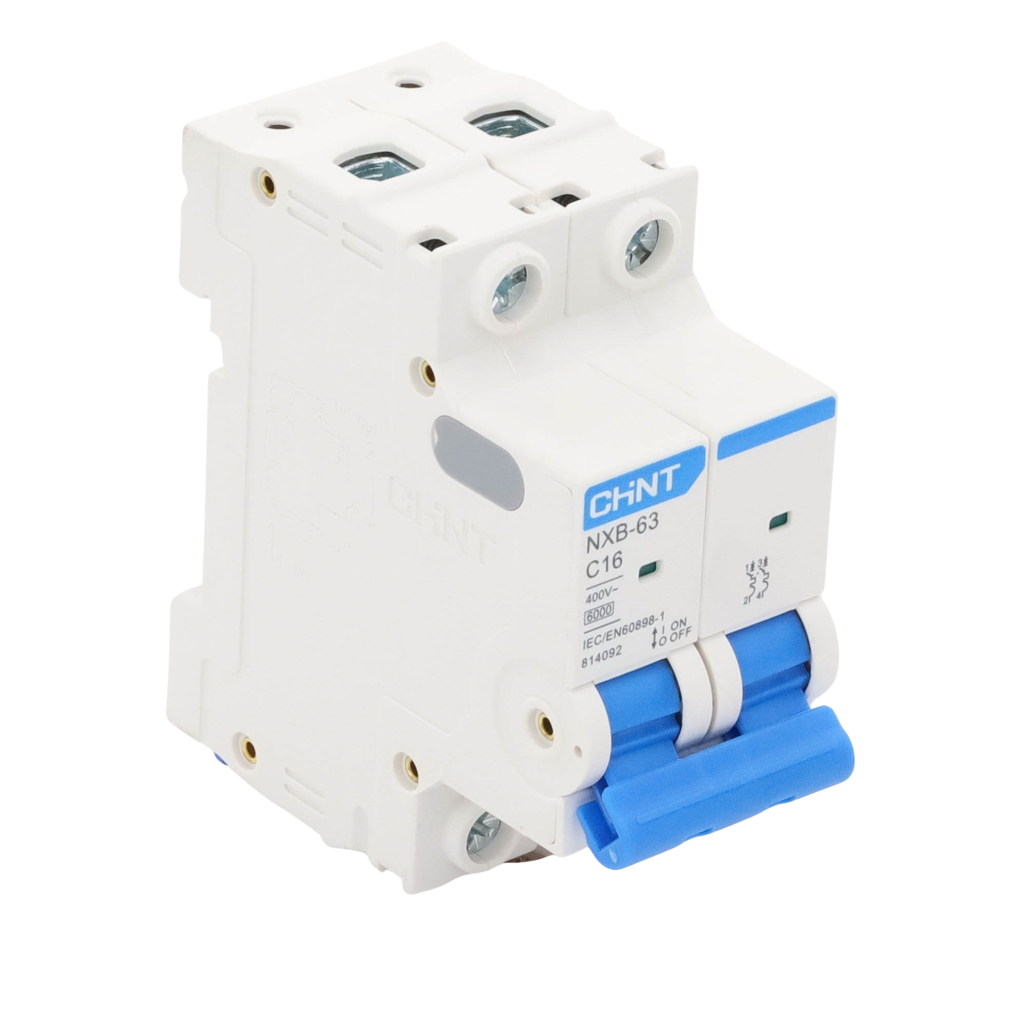 Pastilla Termomagnética CHINT NXB632PC16 | Interruptor Automático 2 Polos 16A | Riel DIN | 6kA | 110-415VCA