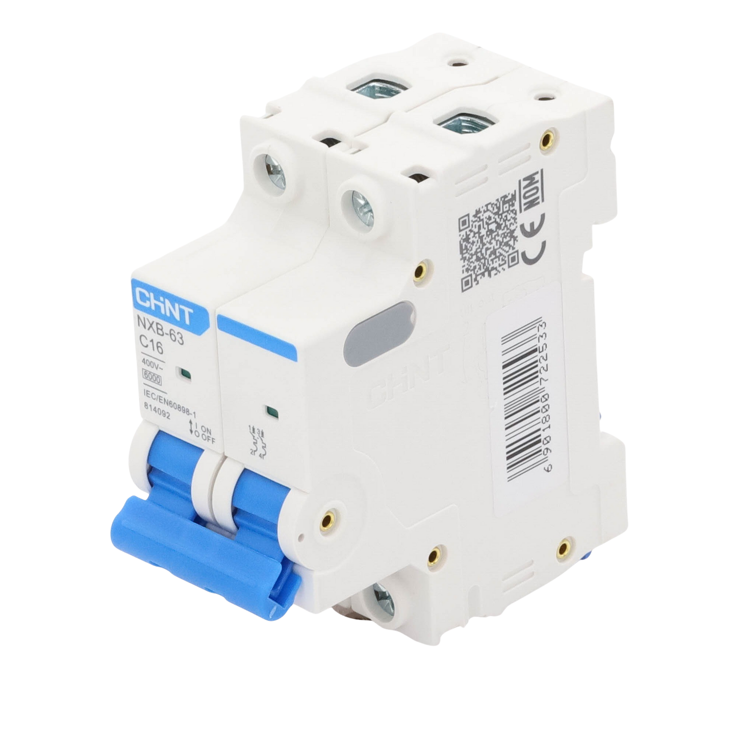 Pastilla Termomagnética CHINT NXB632PC16 | Interruptor Automático 2 Polos 16A | Riel DIN | 6kA | 110-415VCA