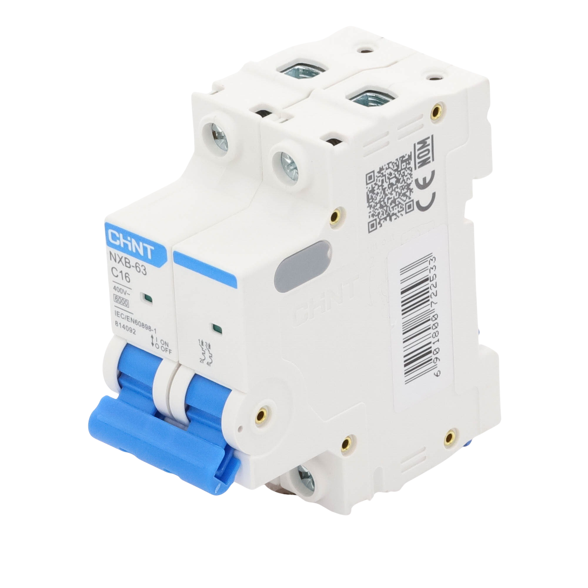 Pastilla Termomagnética CHINT NXB632PC16 | Interruptor Automático 2 Polos 16A | Riel DIN | 6kA | 110-415VCA