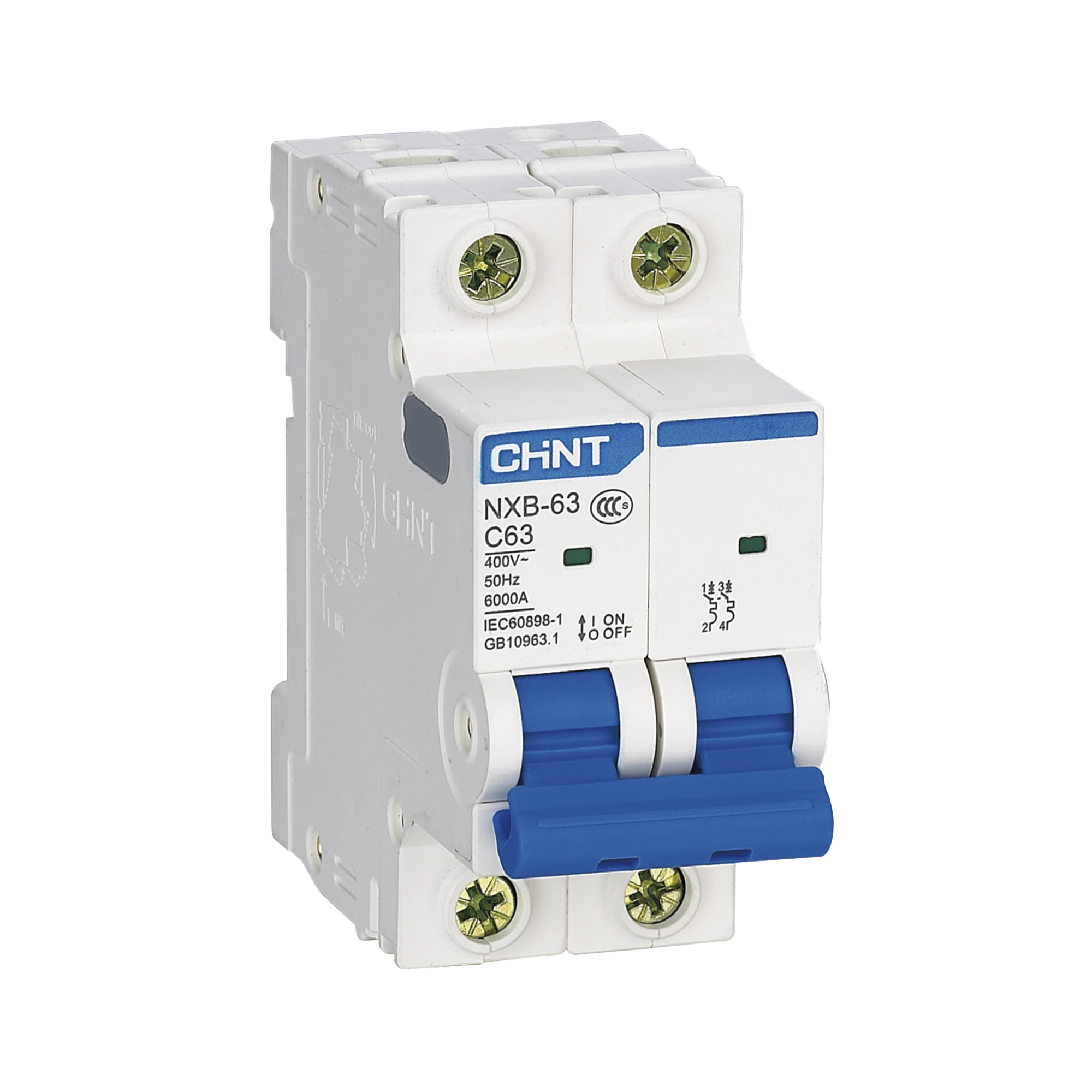 Pastilla Termomagnética CHINT NXB632PC16 | Interruptor Automático 2 Polos 16A | Riel DIN | 6kA | 110-415VCA
