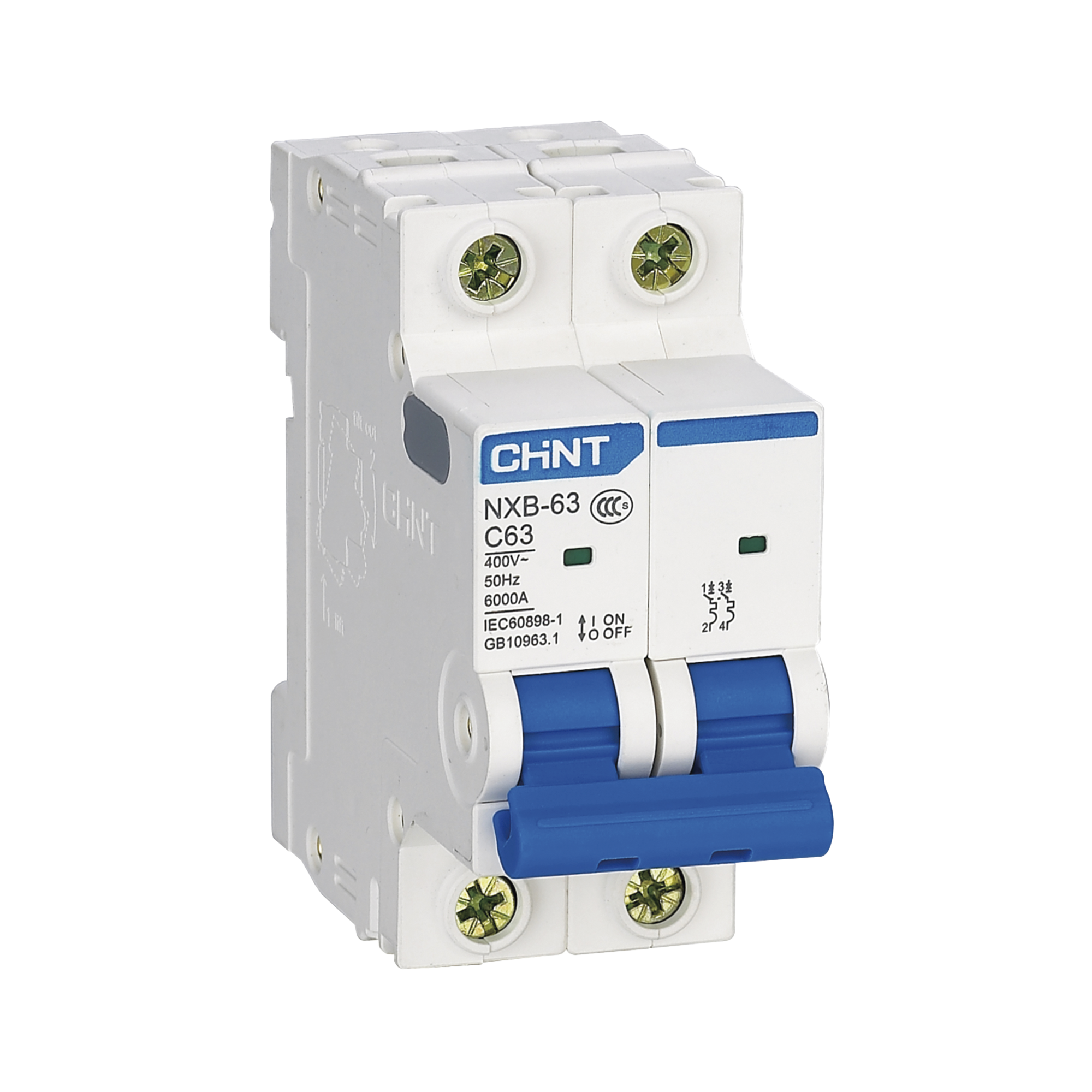 Pastilla para Riel Din, 2 Polo, 63 Amp, Vca:110/415v, 6kA, Catálogo: NXB632PC63.