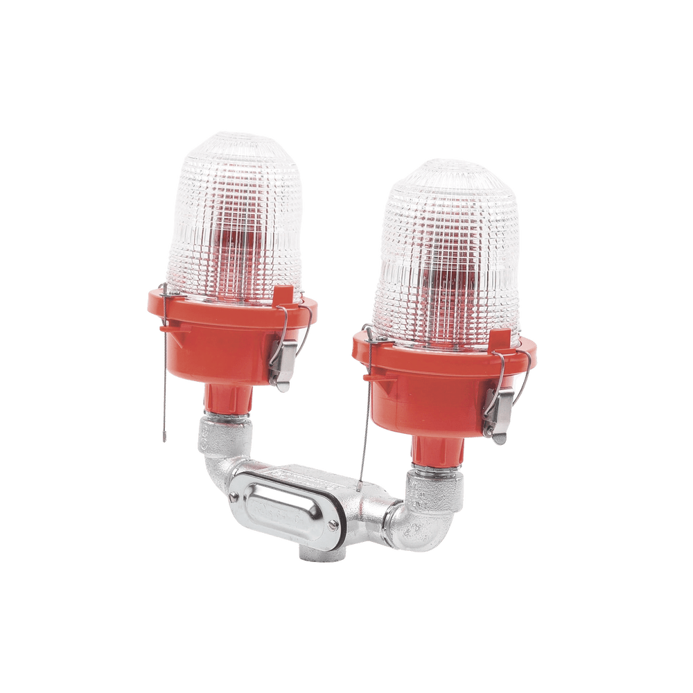 Lámpara de Obstrucción Roja Certificada/ Luz Fija Tipo L-810 Doble LED/ 120 - 240 Vca/ Luz Infraroja - SILYMX