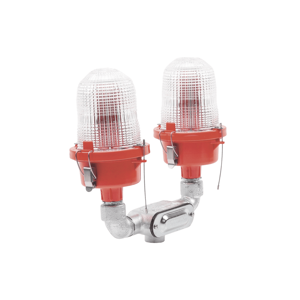 Lámpara de Obstrucción Roja Certificada/ Luz Fija Tipo L-810 Doble LED/ 120 - 240 Vca/ Luz Infraroja - SILYMX