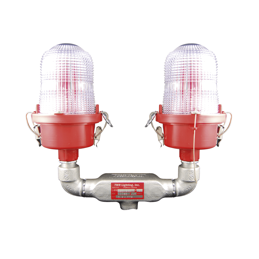 Lámpara de Obstrucción Roja Certificada/ Luz Fija Tipo L-810 Doble LED/ 120 - 240 Vca/ Luz Infraroja - SILYMX