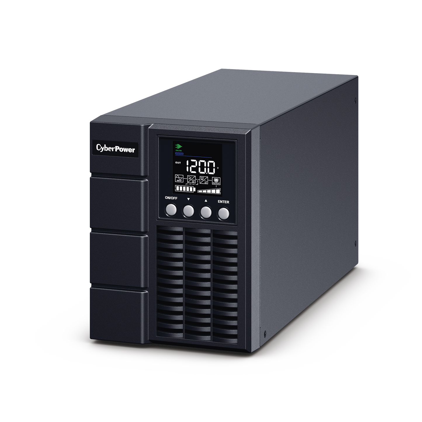 UPS de 1000 VA/900 W, Online Doble Conversión, Entrada 120 Vca NEMA 5-15P, Onda Senoidal Pura, Tipo Torre, Con 4 Tomas NEMA 5-15R CYBERPOWER OLS1000A - SILYMX