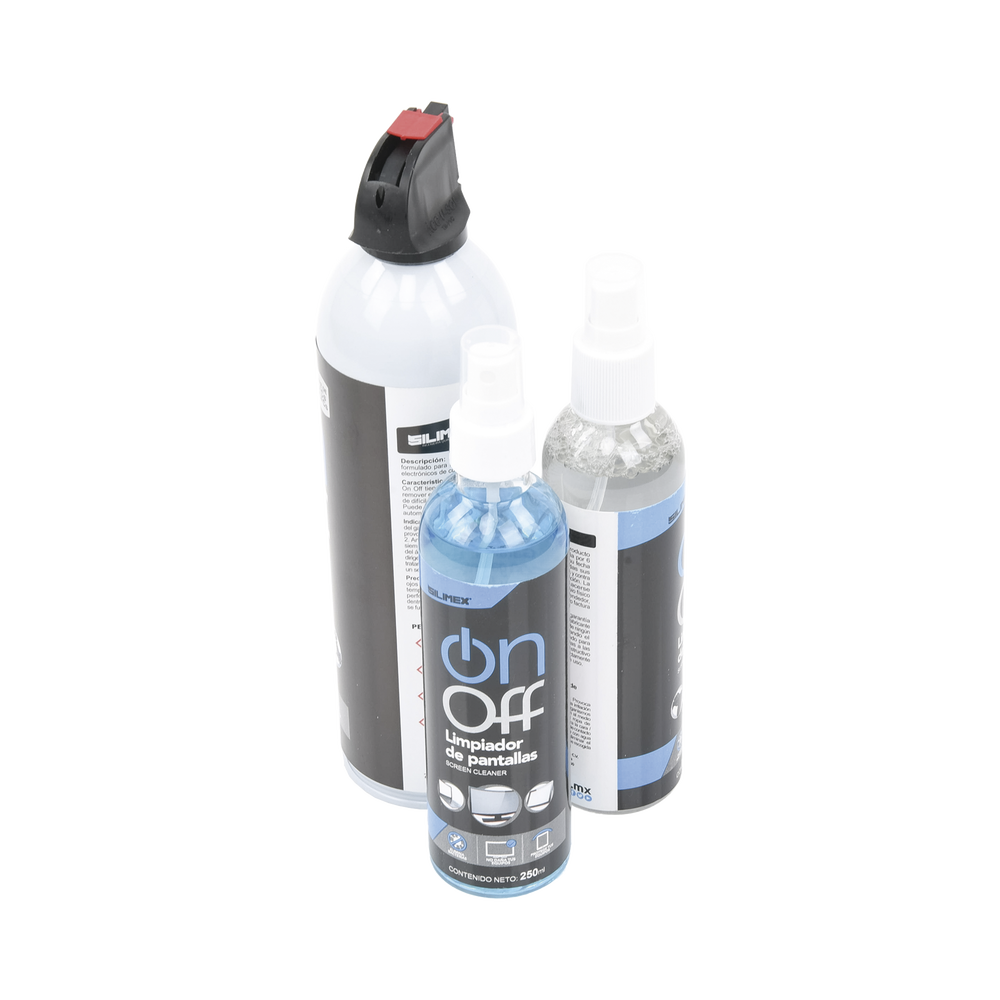 Kit de Limpieza, incluye 4 productos especializados en limpieza de pantallas y superficies equipo de cómputo y electrónicos ON-OFF-CLEANER-PACK - SILYMX