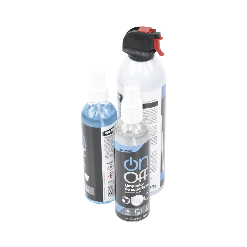 Kit de Limpieza, incluye 4 productos especializados en limpieza de pantallas y superficies equipo de cómputo y electrónicos ON-OFF-CLEANER-PACK - SILYMX