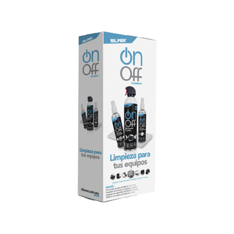 Kit de Limpieza, incluye 4 productos especializados en limpieza de pantallas y superficies equipo de cómputo y electrónicos ON-OFF-CLEANER-PACK - SILYMX