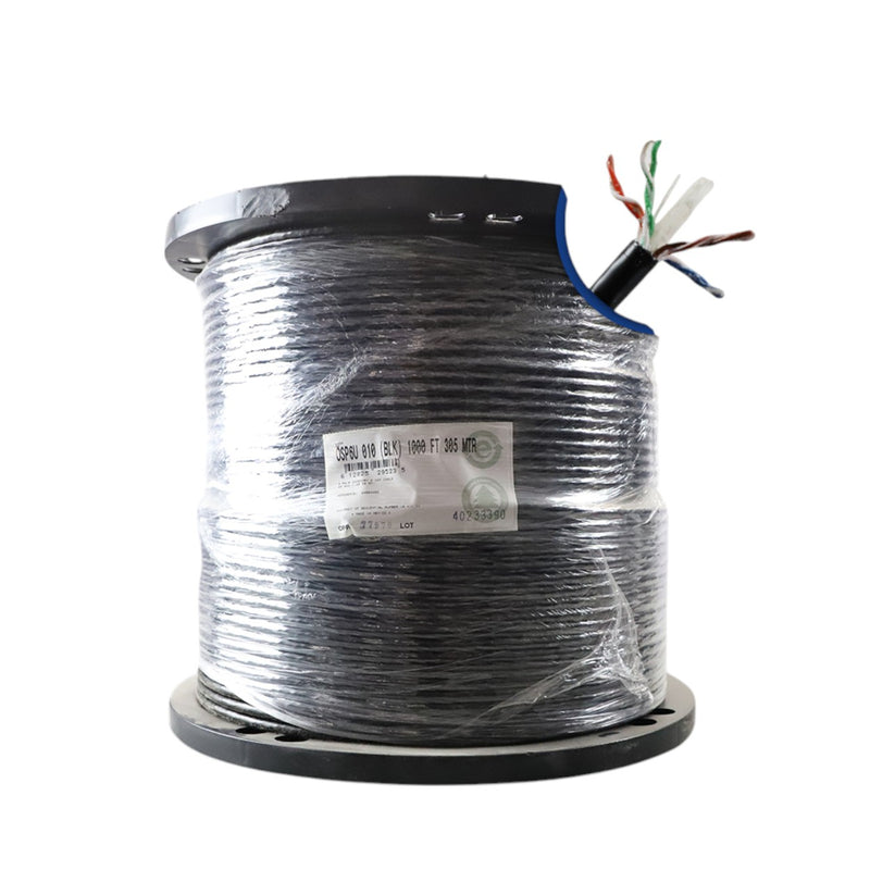 Bobina de Cable Utp Cat6 Forro Polietileno Planta Externa Osp Negro 4 Pares Con Gel 350 Mhz Calibre 24 Awg 100% Cobre Uso Exterior 305 Metros OSP6U 0101000