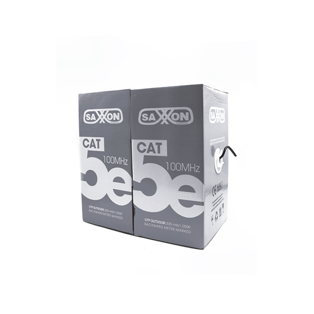Bobina de Cable SAXXON UTP CCA Categoria 5E Doble forro para Exterior Color negro 305 Mts OUTP5ECCAEXT - SILYMX