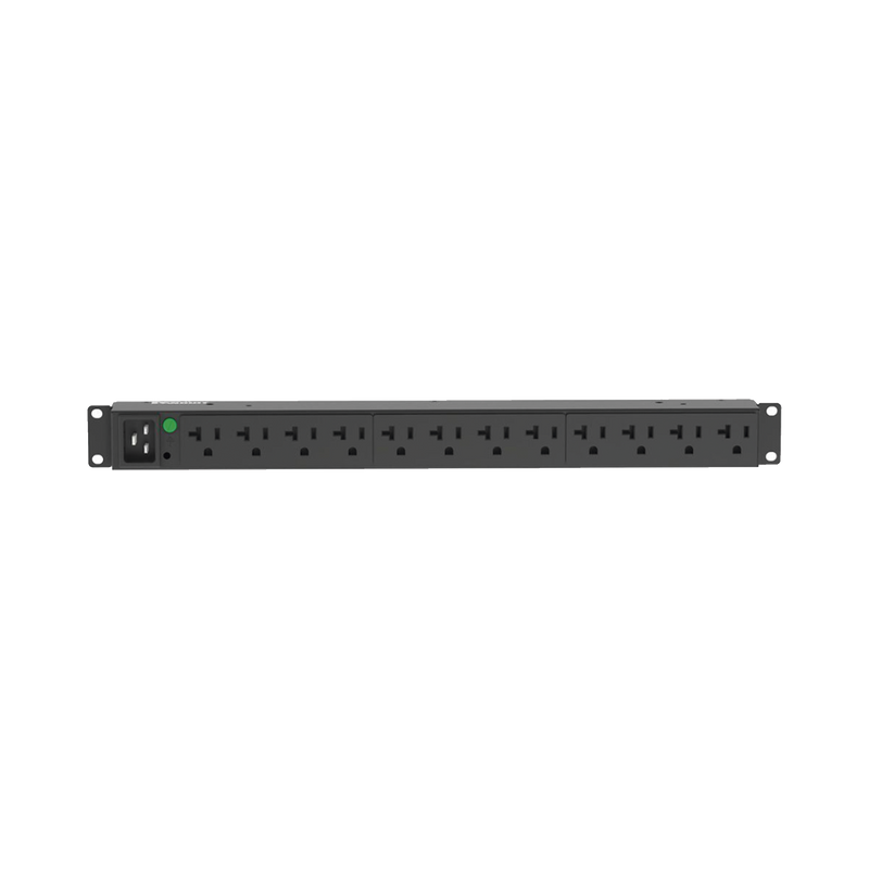 PDU Básico para Distribución de Energía, Enchufe de Entrada NEMA L5-20P, Con 12 Contactos NEMA 5-20R, Instalación Horizontal de 19in, 1UR, 20 Amp, 120 Vca PANDUIT P12B30M