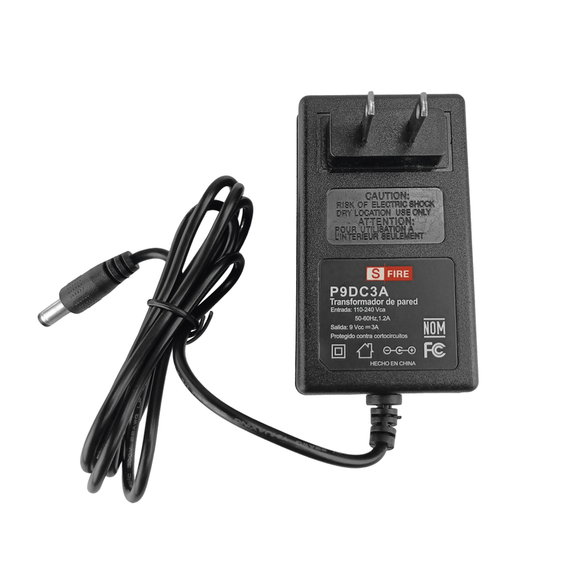 Fuente de Poder Regulada de 9 Vcd 3 A Entrada de 100-240 Vca CCTV Acceso Asistencia Alarmas Etc Certificación NOM P9DC3A - SILYMX