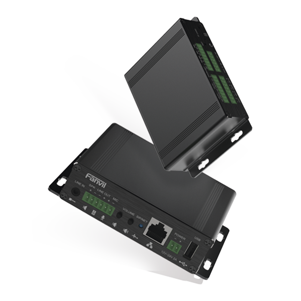 Gateway para Voceo Fanvil IP/SIP, Entrada de audio (3.5mm), salida de amplificador integrado de hasta 30W, puerto USB (reproducción de MP3) PA3F - SILYMX