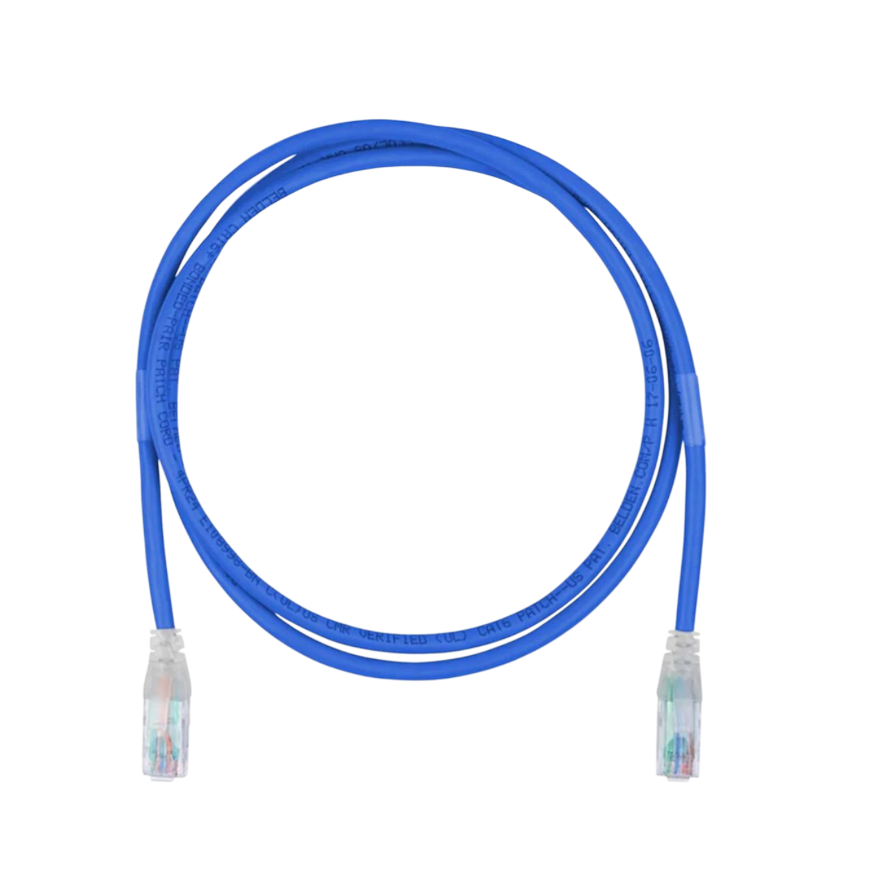 Cable patch cord Cat6 Belden RJ45 macho azul de 1.2 metros para conexiones de red Ethernet.