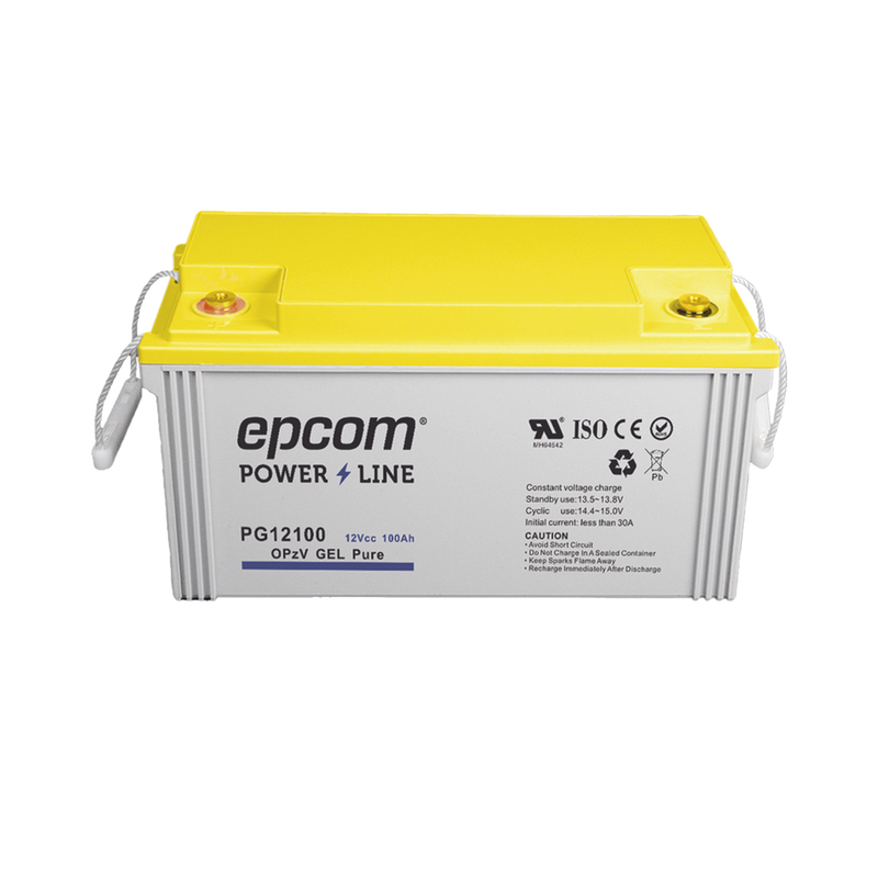 Batería de GEL PURO OPzV 12 V @ 100 Ah Ciclo profundo Uso en Aplicaciones Fotovoltaicas y de Respaldo EPCOM POWERLINE PG12100 - SILYMX