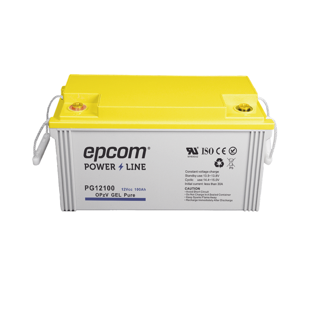 Batería de GEL PURO OPzV 12 V @ 100 Ah Ciclo profundo Uso en Aplicaciones Fotovoltaicas y de Respaldo EPCOM POWERLINE PG12100 - SILYMX