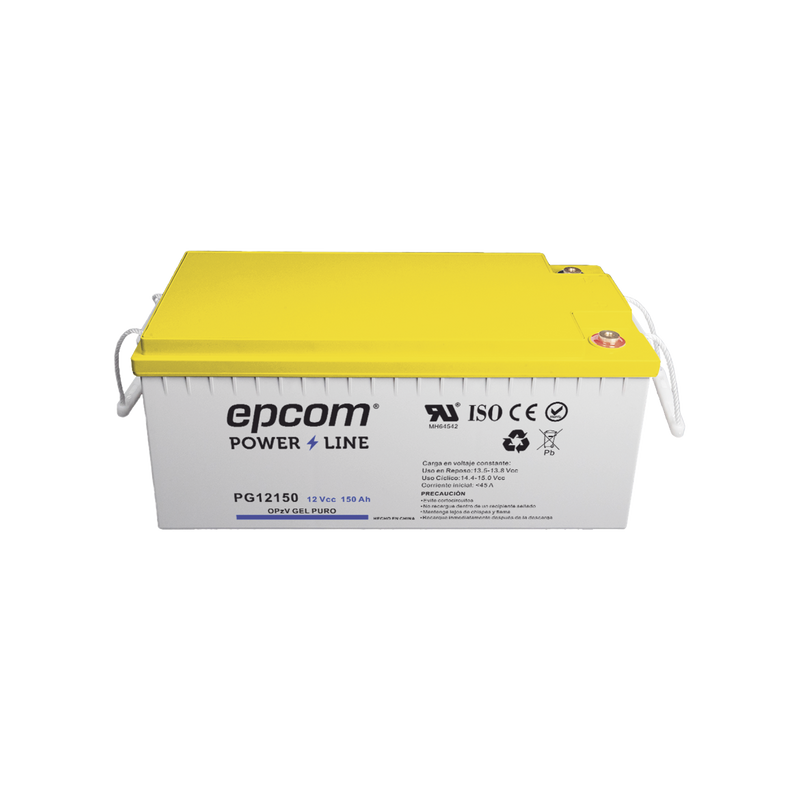 Batería de GEL PURO OPzV 12 V @ 150 Ah Ciclo profundo Uso en Aplicaciones Fotovoltaicas y de Respaldo EPCOM POWERLINE PG12150 - SILYMX