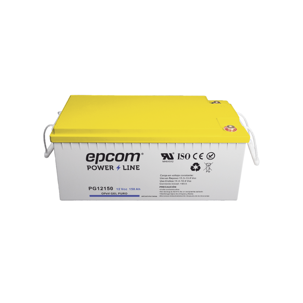 Batería de GEL PURO OPzV 12 V @ 150 Ah Ciclo profundo Uso en Aplicaciones Fotovoltaicas y de Respaldo EPCOM POWERLINE PG12150 - SILYMX